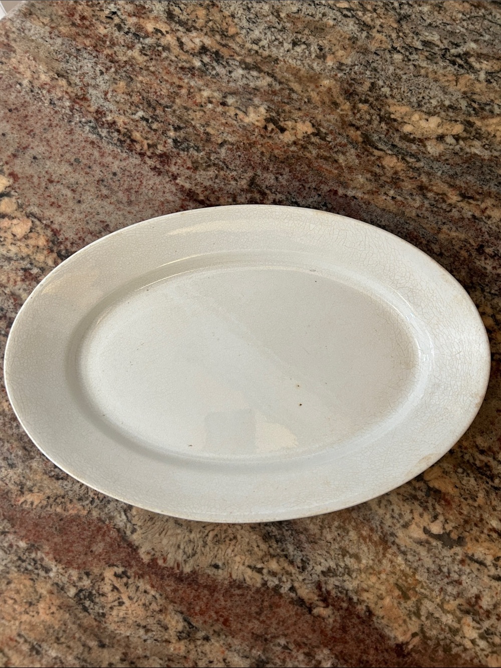 K T & K White Oval Ironstone 12” Serving Platter - Home Decor